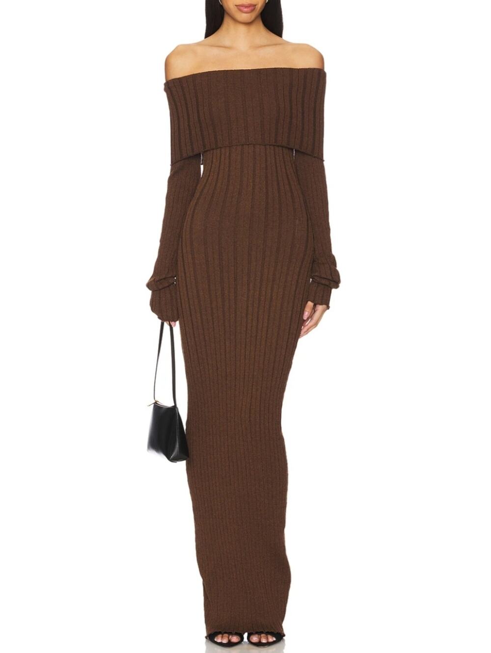 SNDYS Baha Off The Shoulder Ribbed Maxi Dress